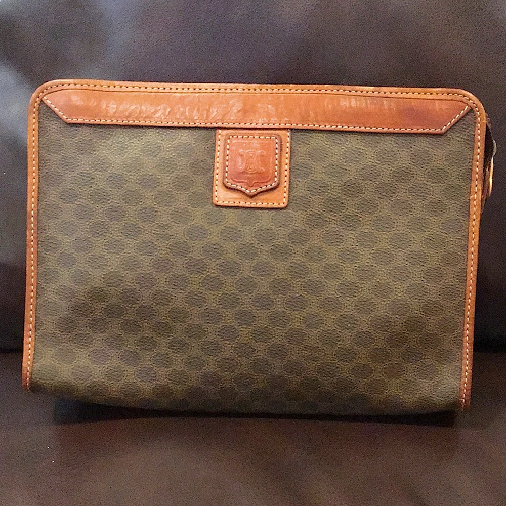 CELINE Triomphe Macadam Clutch Handbags